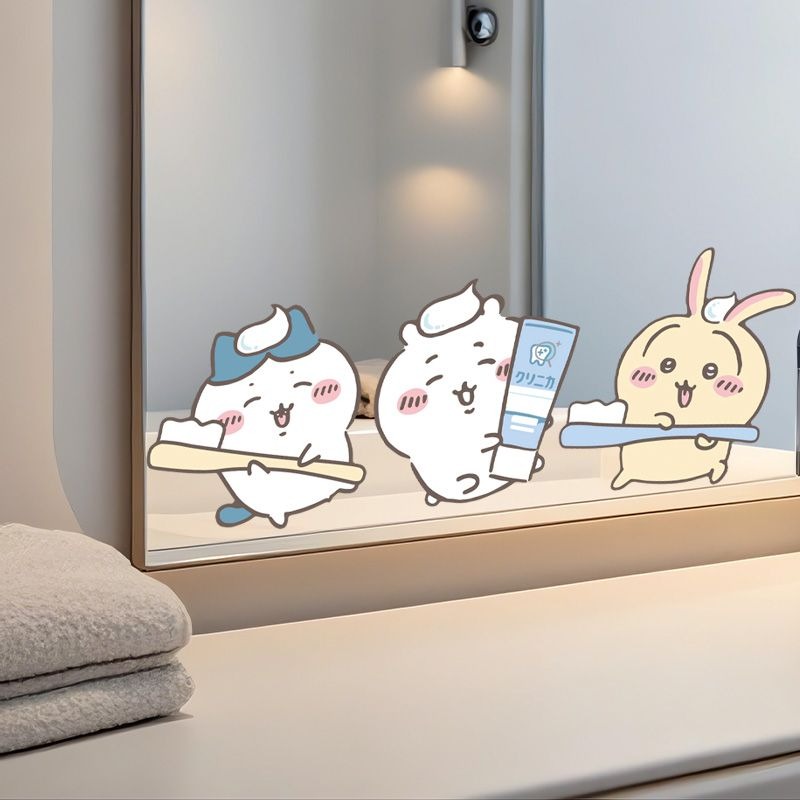 Home Bathroom Movie - Stiker Cermin Chiikawa Motif Lucu Perekat