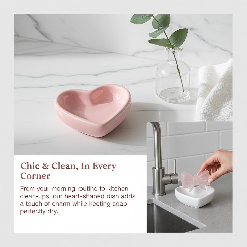 Home Bathroom Sink - Tempat Sabun Keramik Bentuk Hati dengan