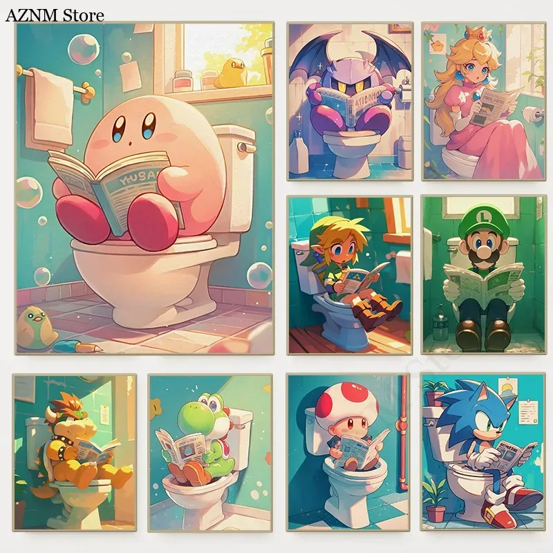 Home Bathroom Pictures - Poster Video Game Kartun Kamar Mandi