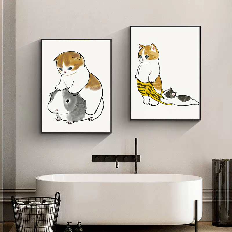 Home Bathroom Pictures - Kucing di Toilet Memainkan Ponsel, Poster