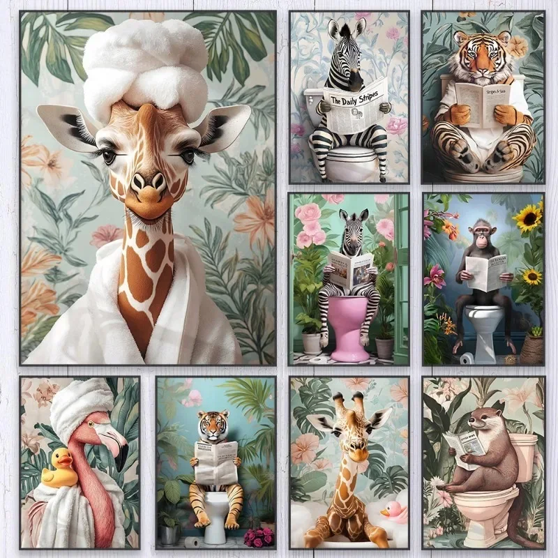 Home Bathroom Pictures - Poster Zebra di Toilet Kamar Mandi,