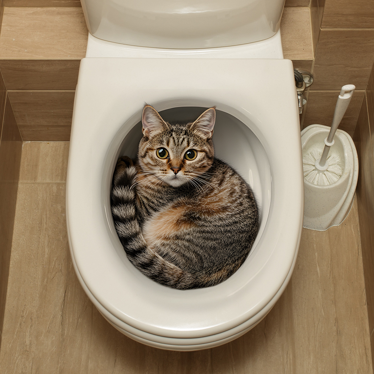 Tiny Home Bathroom Kit - Stiker Toilet Kucing Lucu 3D Stiker