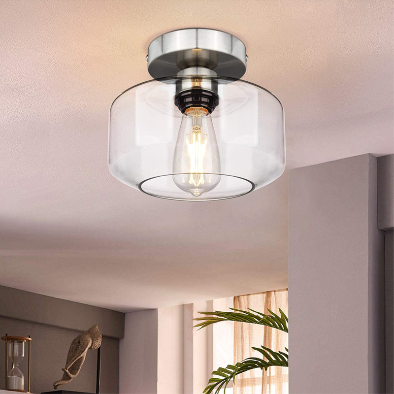 Home Bathroom Design Simple - Lampu Langit-langit Kaca Sederhana Modern Nordik