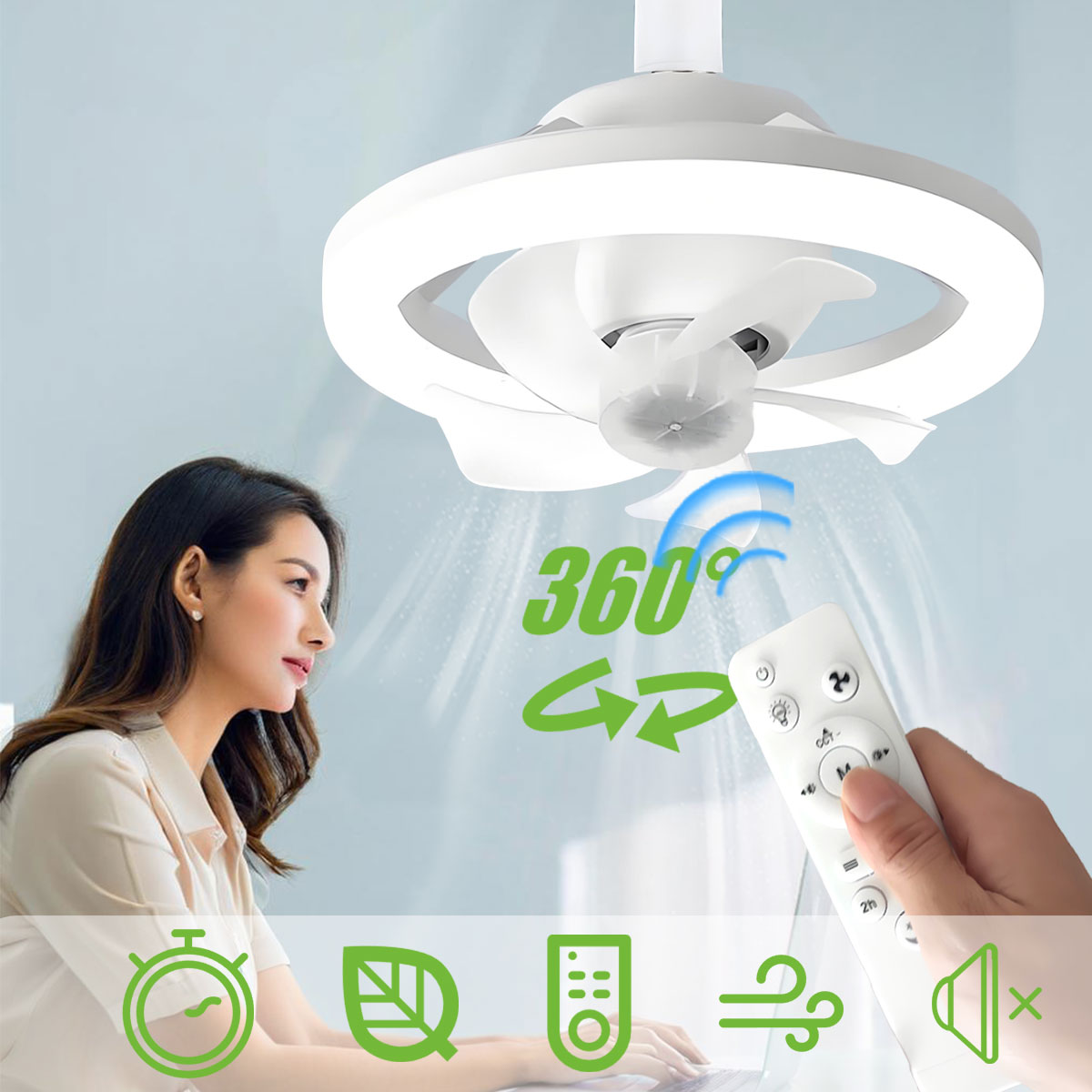 360 ° Lampu LED Bohlam Kipas L - Home Bathroom Ventilation ulasan dan harga