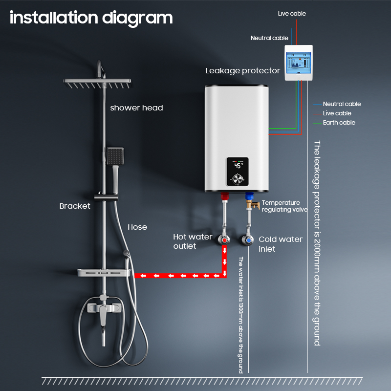 Pemanas Air Listrik Vertikal T - Home Bathroom Geyser ulasan dan harga