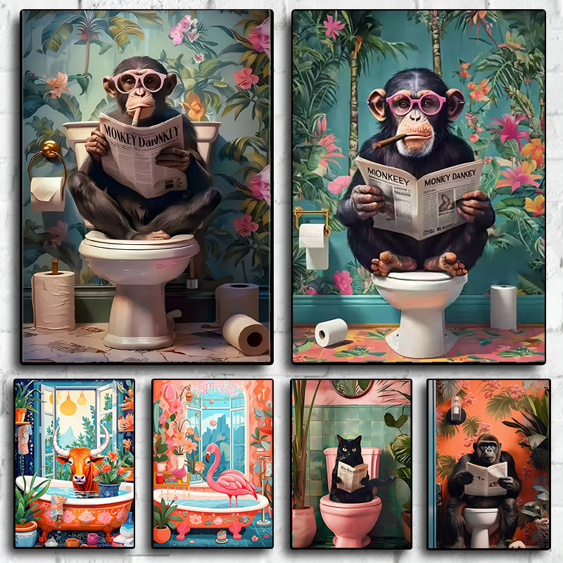 1 Buah Poster Berlian Monyet L - Home Bathroom Pictures ulasan dan harga